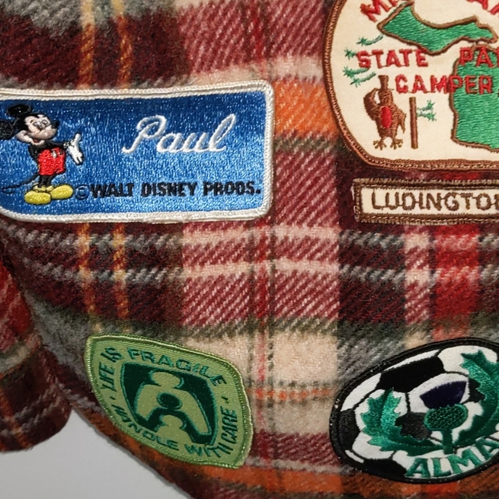 JCPenney Towncraft L Vintage Disney Boyscouts Hiking Etc Patches Hipster Shacket - Picture 9 of 13